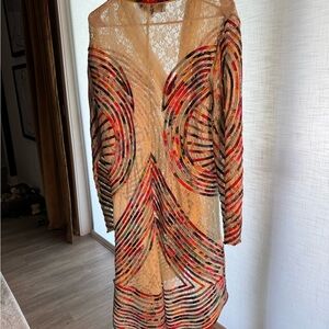 Elegant Multicolor Lace Duster